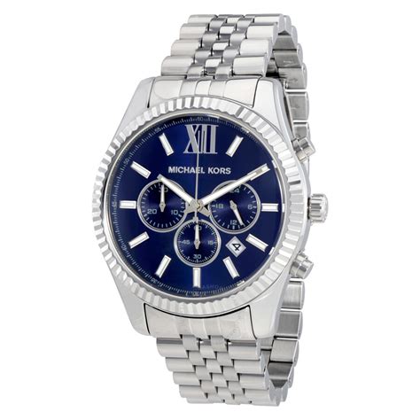 michael kors navy blue mens watch|Michael Kors Watch blue face.